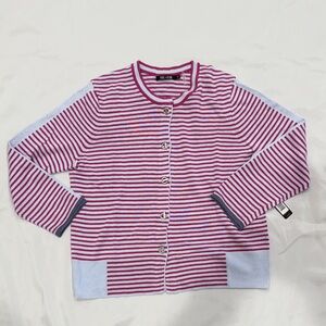 NWT NIC+ZOE Striped Linen Sweater—Pink and Blue-Medium